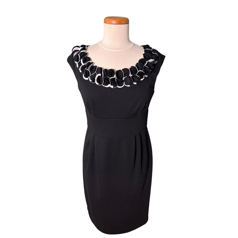 Maggy L Women's Dress Size 10‎ Black Sleeveless Empire Embellished Collar Midi